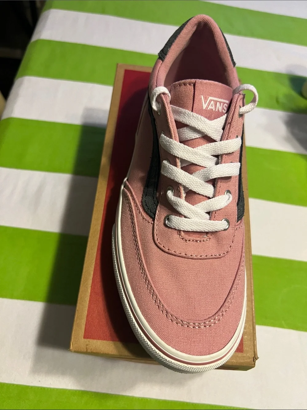 Vans Dusty Pink Canvas Skate Shoe with Black Side Stripe